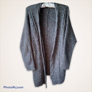 Gray Cable Knit Cardigan Sweater Long Sleeve Soft Warm by Pink Republic Size XS